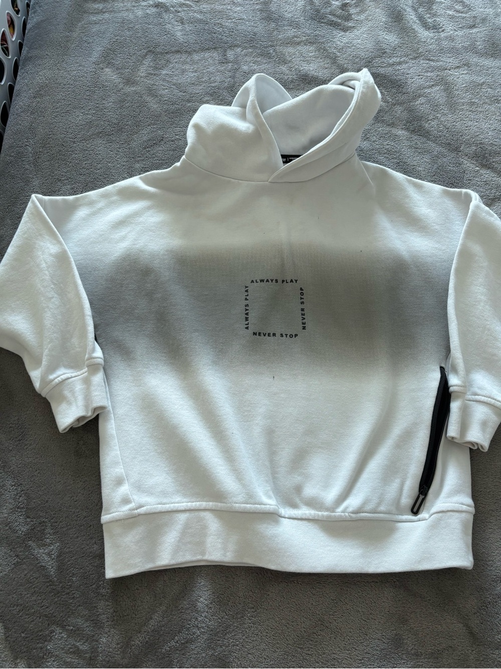 Zara Boys White Hooded Sweatshirt - Size 8